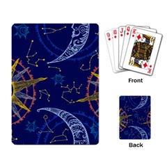 Sun Moon Seamless Star Blue Sky Space Face Circle Playing Card by Mariart