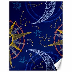 Sun Moon Seamless Star Blue Sky Space Face Circle Canvas 12  X 16   by Mariart