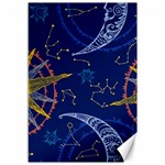 Sun Moon Seamless Star Blue Sky Space Face Circle Canvas 12  x 18   11.88 x17.36  Canvas - 1