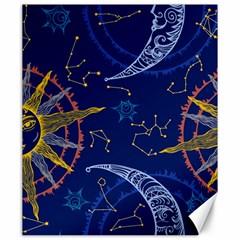 Sun Moon Seamless Star Blue Sky Space Face Circle Canvas 20  X 24   by Mariart