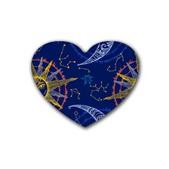 Sun Moon Seamless Star Blue Sky Space Face Circle Heart Coaster (4 Pack)  by Mariart