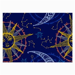 Sun Moon Seamless Star Blue Sky Space Face Circle Large Glasses Cloth (2-side) by Mariart