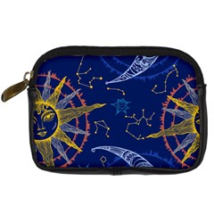 Sun Moon Seamless Star Blue Sky Space Face Circle Digital Camera Cases by Mariart