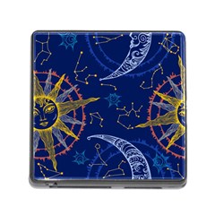 Sun Moon Seamless Star Blue Sky Space Face Circle Memory Card Reader (square) by Mariart