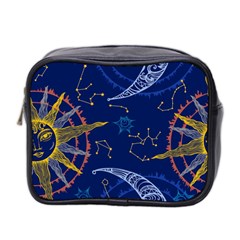 Sun Moon Seamless Star Blue Sky Space Face Circle Mini Toiletries Bag 2-side by Mariart