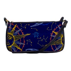 Sun Moon Seamless Star Blue Sky Space Face Circle Shoulder Clutch Bags by Mariart