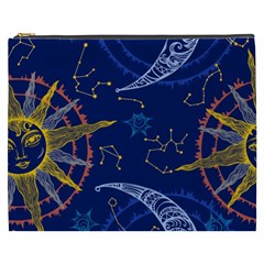 Sun Moon Seamless Star Blue Sky Space Face Circle Cosmetic Bag (xxxl)  by Mariart