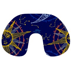 Sun Moon Seamless Star Blue Sky Space Face Circle Travel Neck Pillows by Mariart