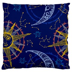 Sun Moon Seamless Star Blue Sky Space Face Circle Large Flano Cushion Case (two Sides) by Mariart