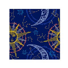 Sun Moon Seamless Star Blue Sky Space Face Circle Small Satin Scarf (square)