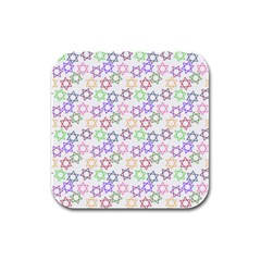 Star Space Color Rainbow Pink Purple Green Yellow Light Neons Rubber Square Coaster (4 Pack) 