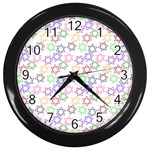 Star Space Color Rainbow Pink Purple Green Yellow Light Neons Wall Clocks (Black) Front