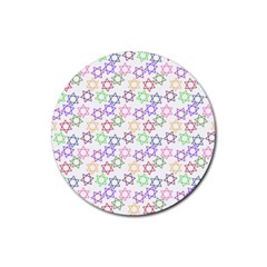 Star Space Color Rainbow Pink Purple Green Yellow Light Neons Rubber Round Coaster (4 Pack)  by Mariart