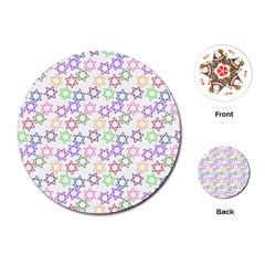 Star Space Color Rainbow Pink Purple Green Yellow Light Neons Playing Cards (round)  by Mariart