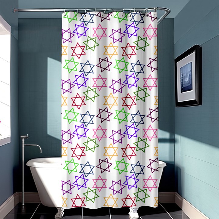 Star Space Color Rainbow Pink Purple Green Yellow Light Neons Shower Curtain 36  x 72  (Stall) 