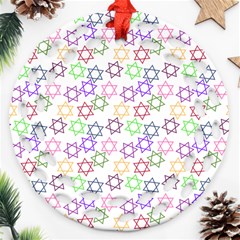 Star Space Color Rainbow Pink Purple Green Yellow Light Neons Round Filigree Ornament (two Sides) by Mariart