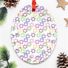 Star Space Color Rainbow Pink Purple Green Yellow Light Neons Oval Filigree Ornament (two Sides) by Mariart