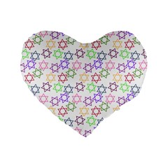 Star Space Color Rainbow Pink Purple Green Yellow Light Neons Standard 16  Premium Heart Shape Cushions