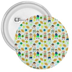 Kids Football Players Playing Sports Star 3  Buttons by Mariart