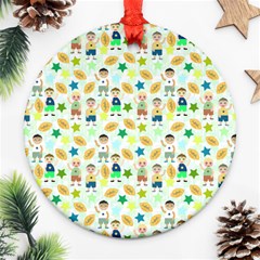 Kids Football Players Playing Sports Star Ornament (round) by Mariart