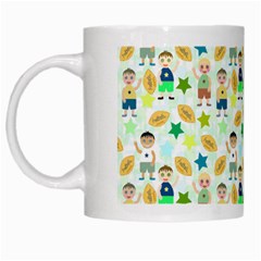 Kids Football Players Playing Sports Star White Mugs