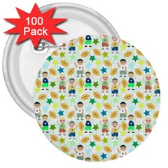 Kids Football Players Playing Sports Star 3  Buttons (100 Pack) 