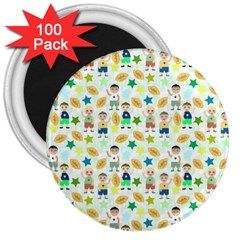 Kids Football Players Playing Sports Star 3  Magnets (100 Pack)