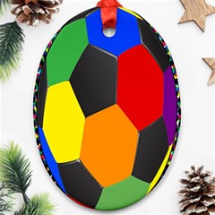 Team Soccer Coming Out Tease Ball Color Rainbow Sport Ornament (oval) by Mariart