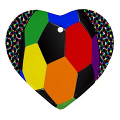 Team Soccer Coming Out Tease Ball Color Rainbow Sport Ornament (heart) by Mariart