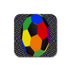 Team Soccer Coming Out Tease Ball Color Rainbow Sport Rubber Coaster (square)  by Mariart