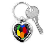 Team Soccer Coming Out Tease Ball Color Rainbow Sport Key Chains (Heart)  Front