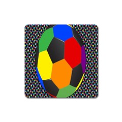 Team Soccer Coming Out Tease Ball Color Rainbow Sport Square Magnet by Mariart