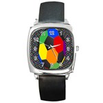 Team Soccer Coming Out Tease Ball Color Rainbow Sport Square Metal Watch Front