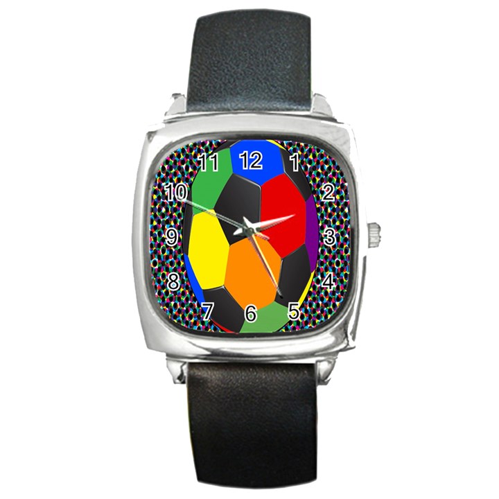 Team Soccer Coming Out Tease Ball Color Rainbow Sport Square Metal Watch