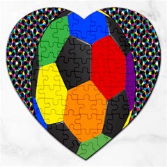 Team Soccer Coming Out Tease Ball Color Rainbow Sport Jigsaw Puzzle (heart) by Mariart