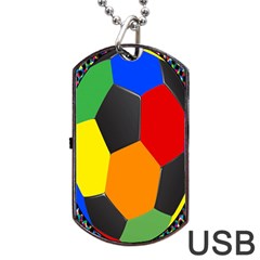 Team Soccer Coming Out Tease Ball Color Rainbow Sport Dog Tag Usb Flash (one Side) by Mariart