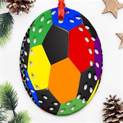 Team Soccer Coming Out Tease Ball Color Rainbow Sport Ornament (oval Filigree)