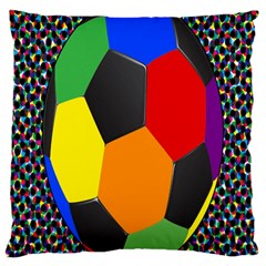 Team Soccer Coming Out Tease Ball Color Rainbow Sport Large Cushion Case (one Side) by Mariart