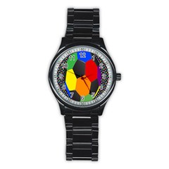 Team Soccer Coming Out Tease Ball Color Rainbow Sport Stainless Steel Round Watch by Mariart