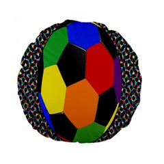 Team Soccer Coming Out Tease Ball Color Rainbow Sport Standard 15  Premium Flano Round Cushions by Mariart