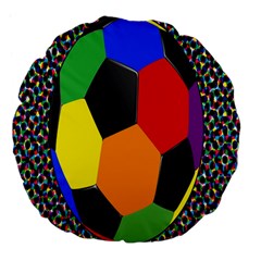 Team Soccer Coming Out Tease Ball Color Rainbow Sport Large 18  Premium Flano Round Cushions