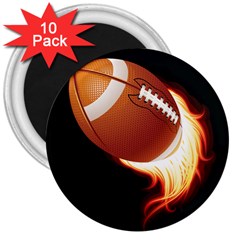 Super Football American Sport Fire 3  Magnets (10 Pack)  by Mariart