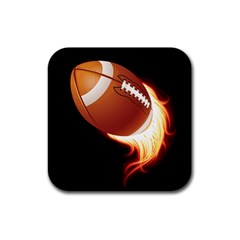 Super Football American Sport Fire Rubber Square Coaster (4 Pack) 