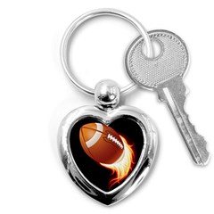 Super Football American Sport Fire Key Chains (heart)  by Mariart