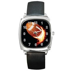 Super Football American Sport Fire Square Metal Watch