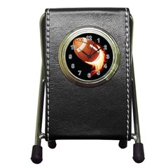 Super Football American Sport Fire Pen Holder Desk Clocks by Mariart