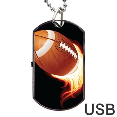 Super Football American Sport Fire Dog Tag Usb Flash (two Sides) by Mariart