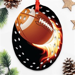 Super Football American Sport Fire Oval Filigree Ornament (two Sides) by Mariart