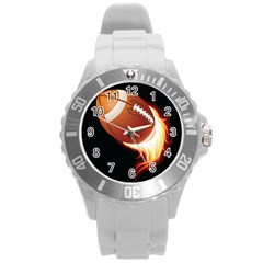 Super Football American Sport Fire Round Plastic Sport Watch (l)