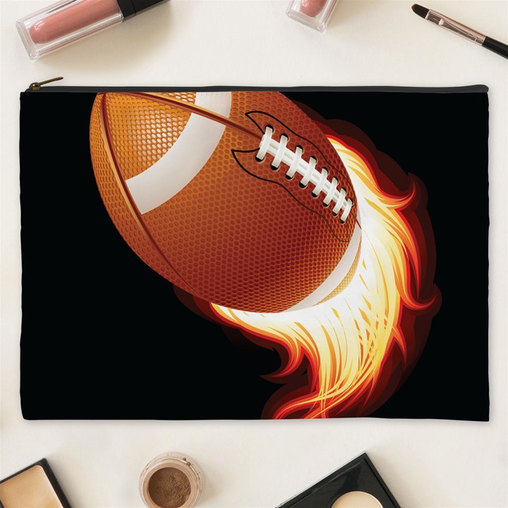 Super Football American Sport Fire Cosmetic Bag (XXXL) 